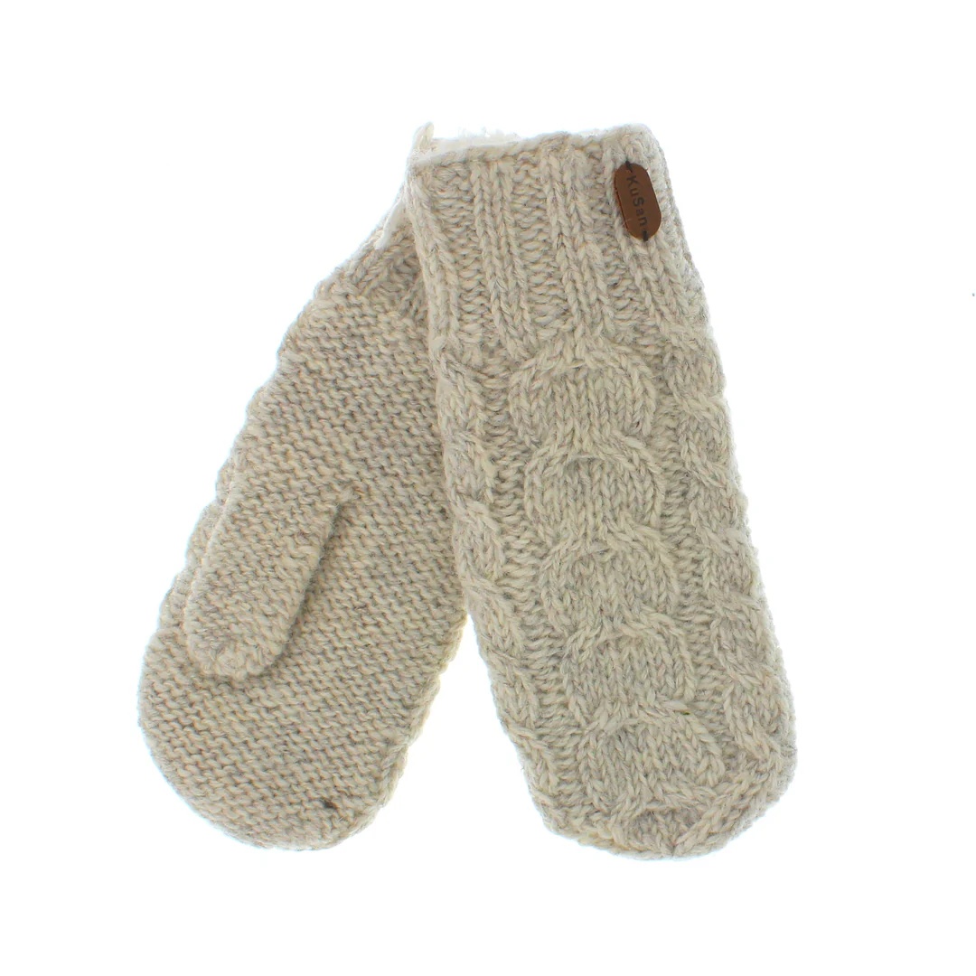 Cable Knit Wool Mittens