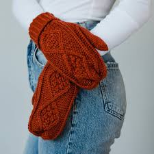 Cable Knit Wool Mittens alt=